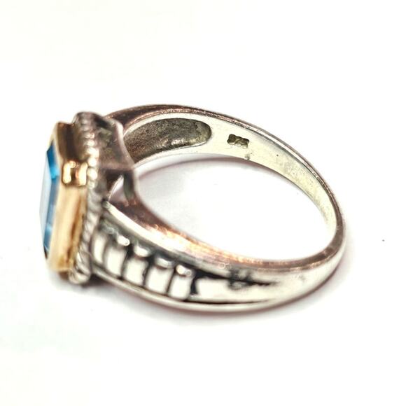 DY Style Sterling Silver 14K Blue Topaz Cable Ring - Picture 4 of 7